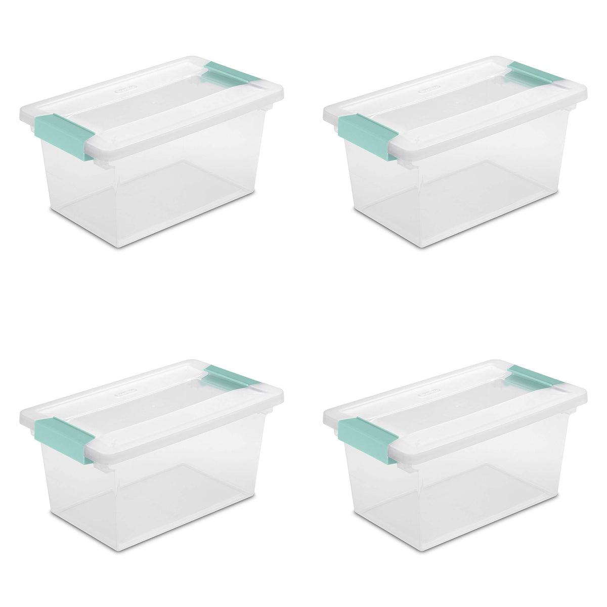 Sterilite boîte face avant transparente montrant contenu et accès facile