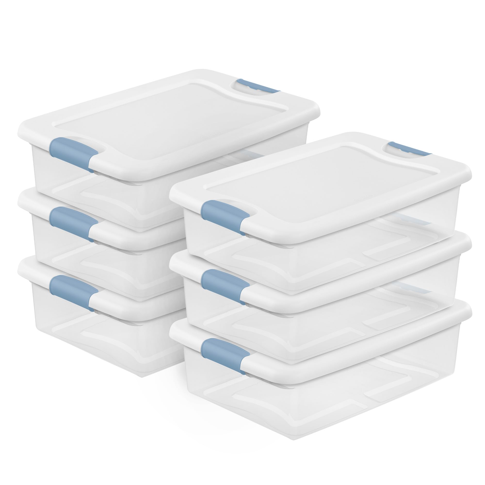 Sterilite face avant pack de 6 montrant rangement ordonné
