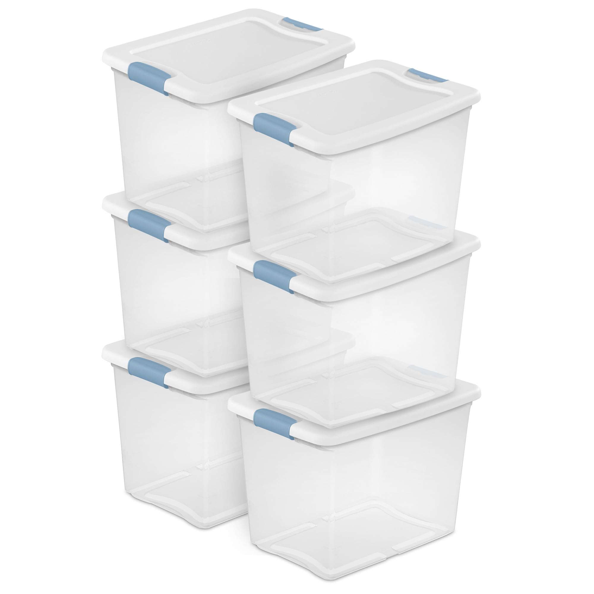 Sterilite face avant montrant le lot de 6 et gain de rangement