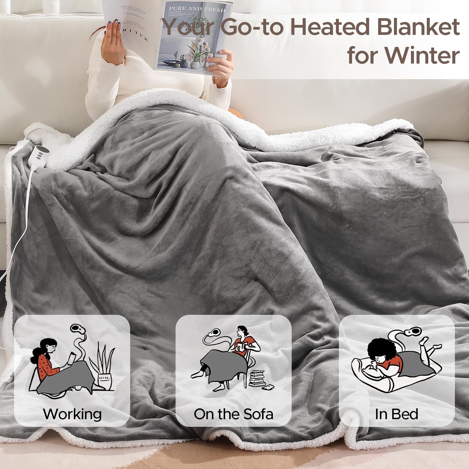 STHYTON plaid sur canapé en usage, chaleur personnalisée pour détente
