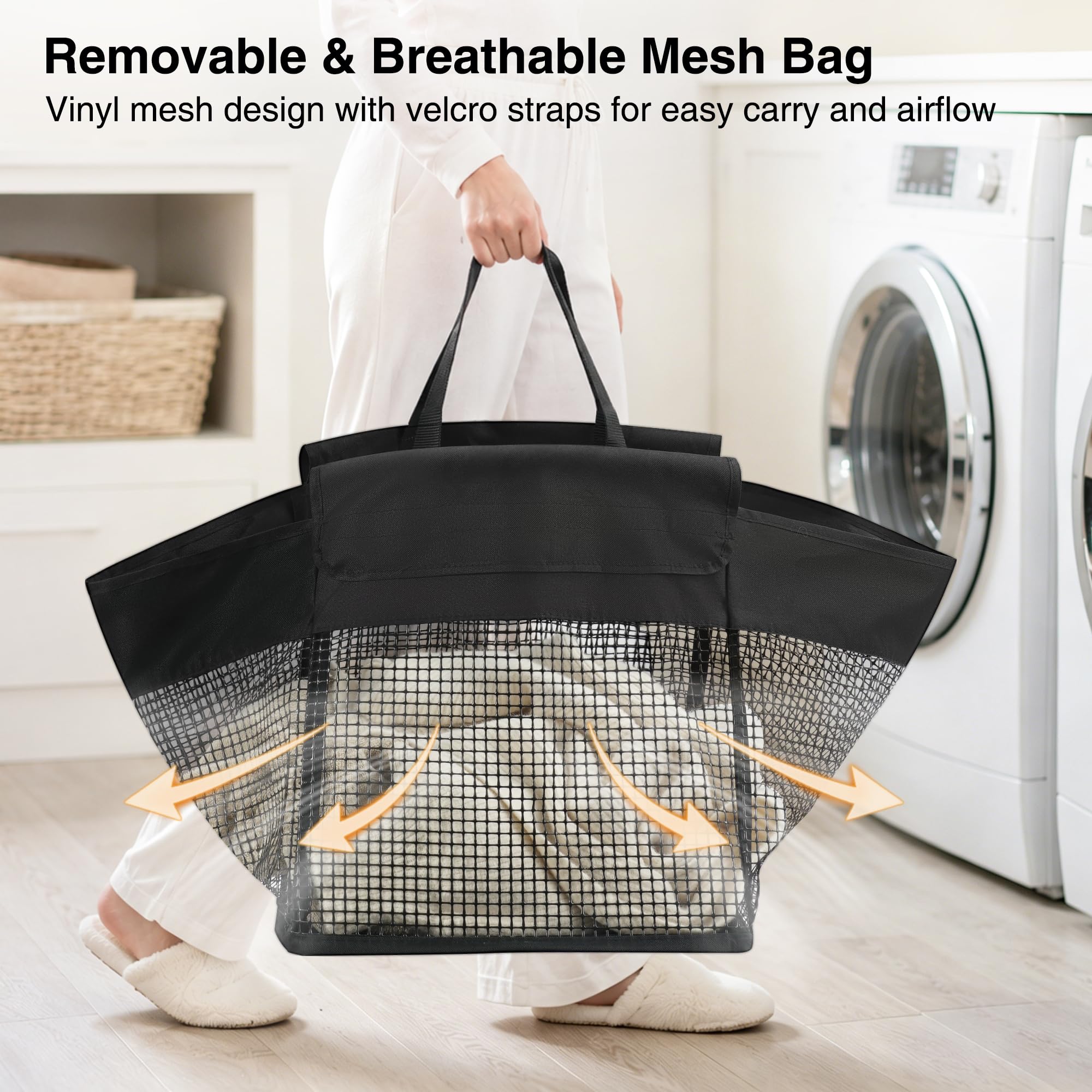 STO STO panier en usage dans une buanderie facilitant le transport du linge