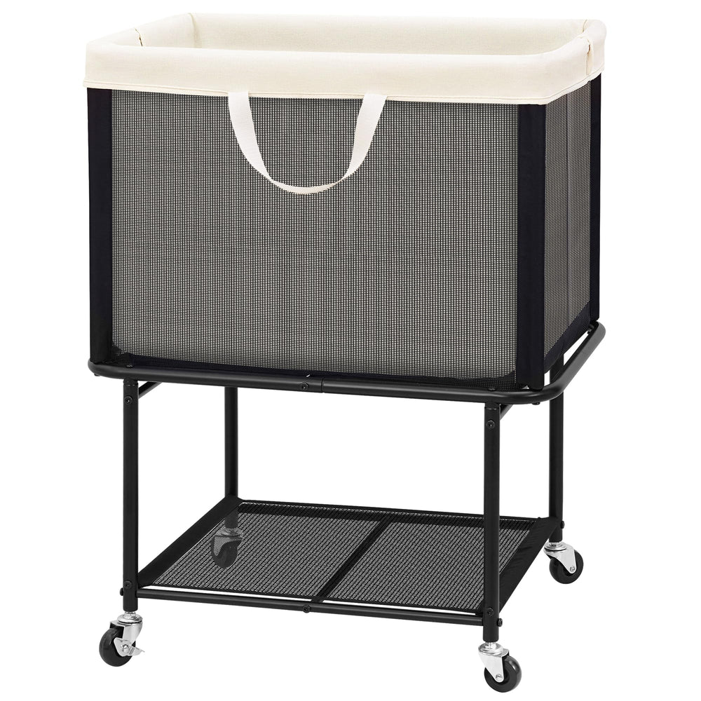 STO STO vue frontale du panier roulant beige montrant les deux niveaux et la capacité