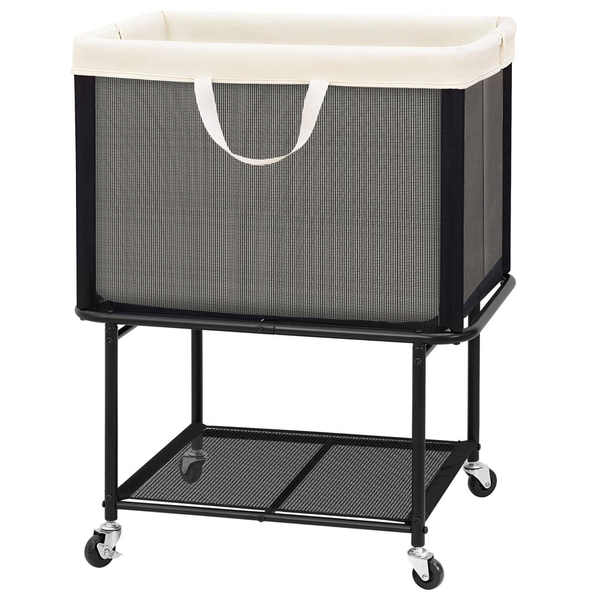 STO STO vue frontale du panier roulant beige montrant les deux niveaux et la capacité