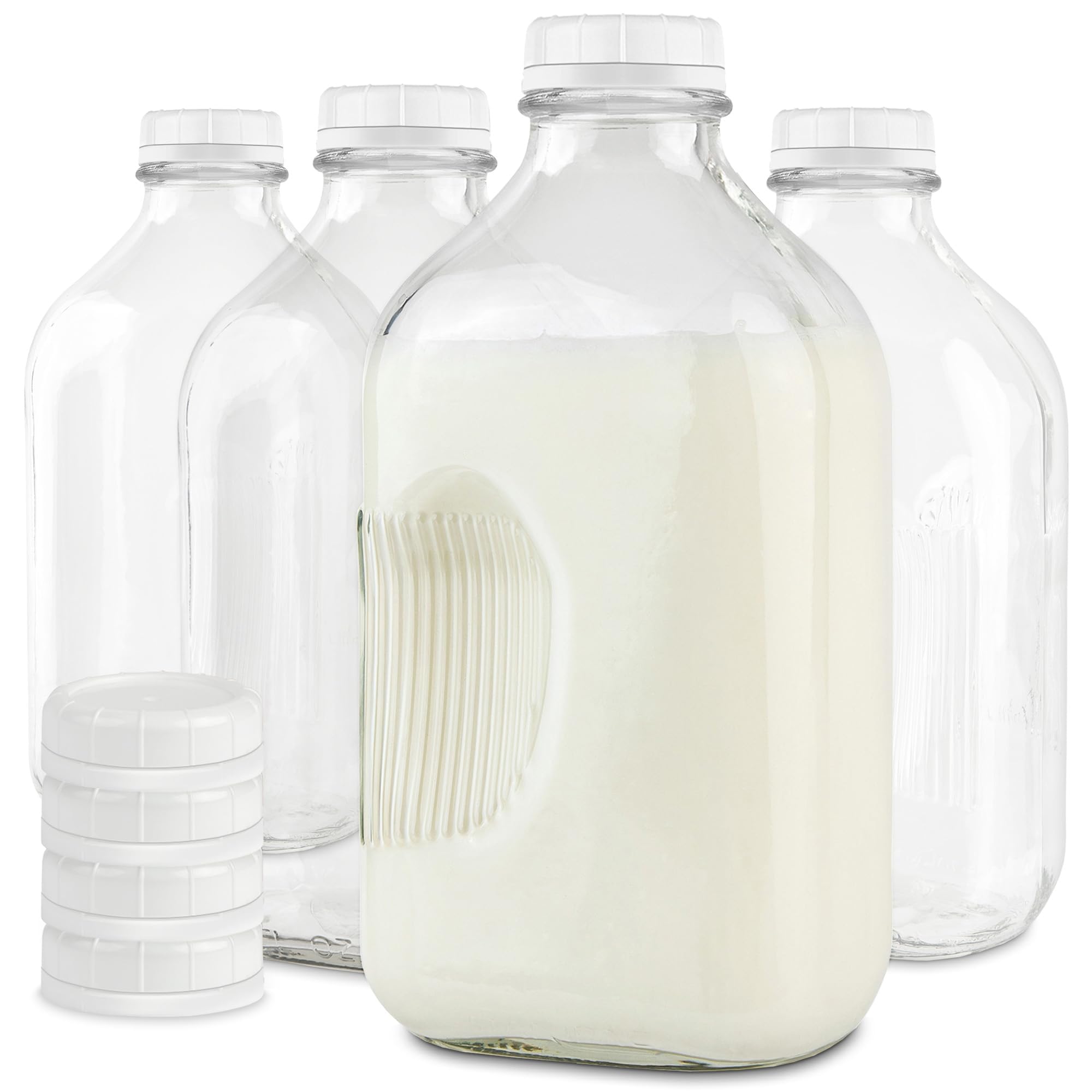 Stock Your Home vue avant des quatre bouteilles en verre montrant capacité et design