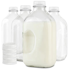 Stock Your Home vue avant des quatre bouteilles en verre montrant capacité et design