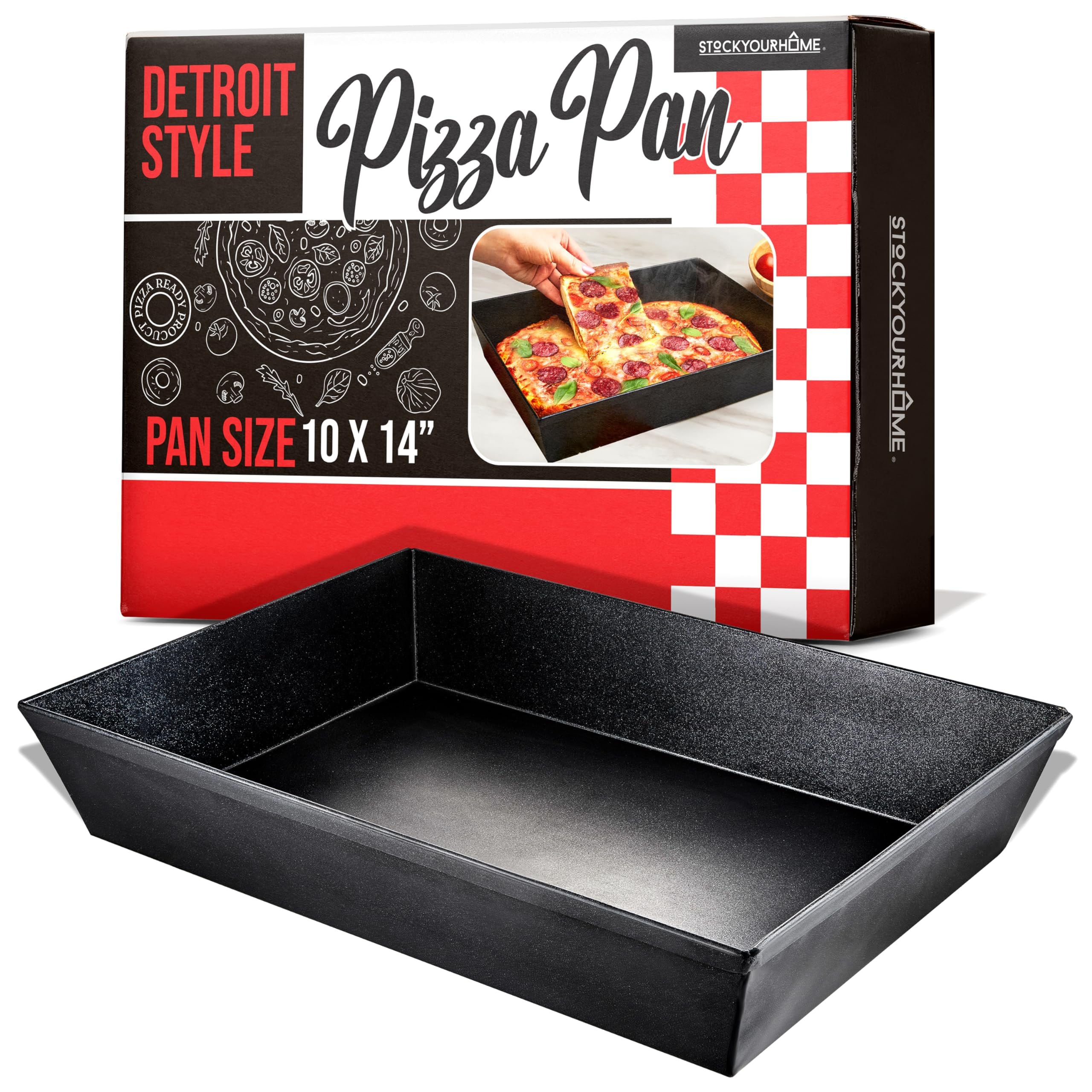 Stock Your Home plat à pizza Detroit vue avant montrant bord profond et finition propre