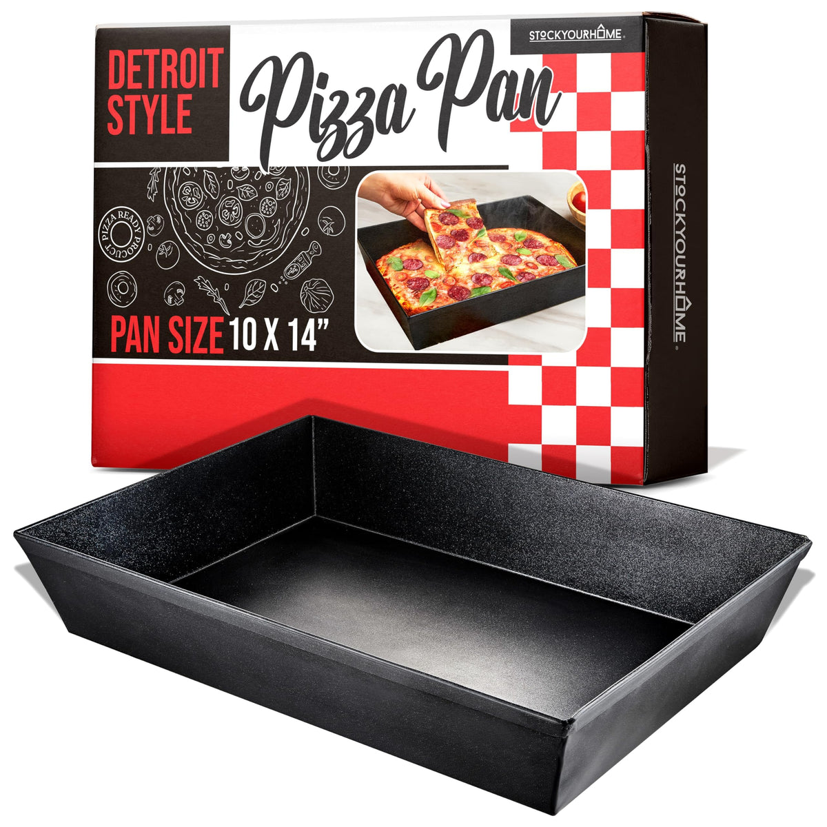 Stock Your Home plat à pizza Detroit vue avant montrant bord profond et finition propre