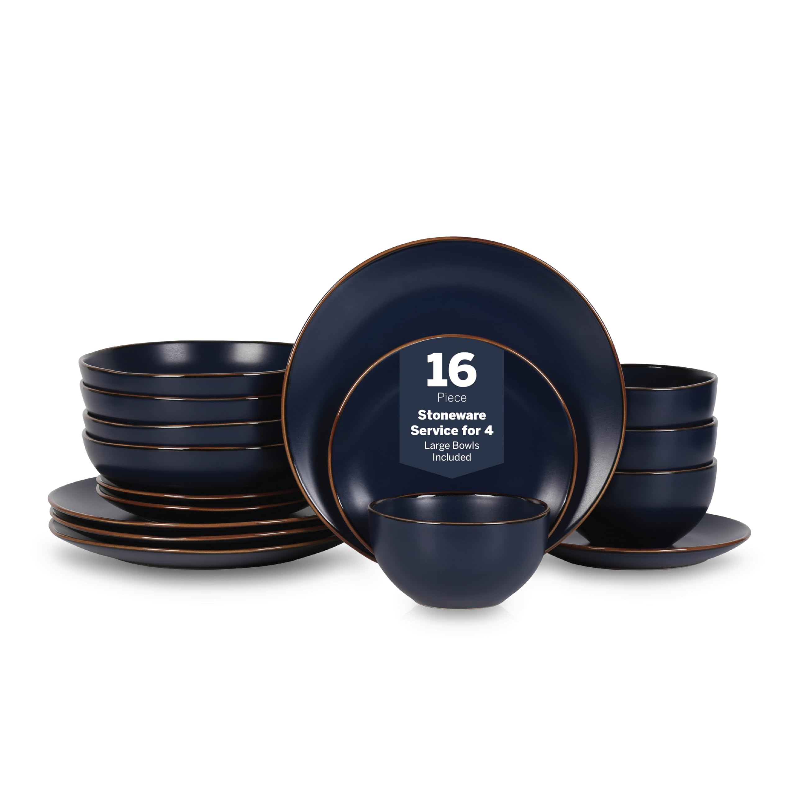 Stone Lain vue de face présentant assiettes et bols bleu, idéal pour table élégante