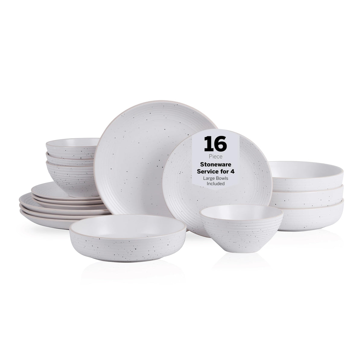 Stone Lain vue frontale du service Lauren montrant assiettes et bols, design chaleureux
