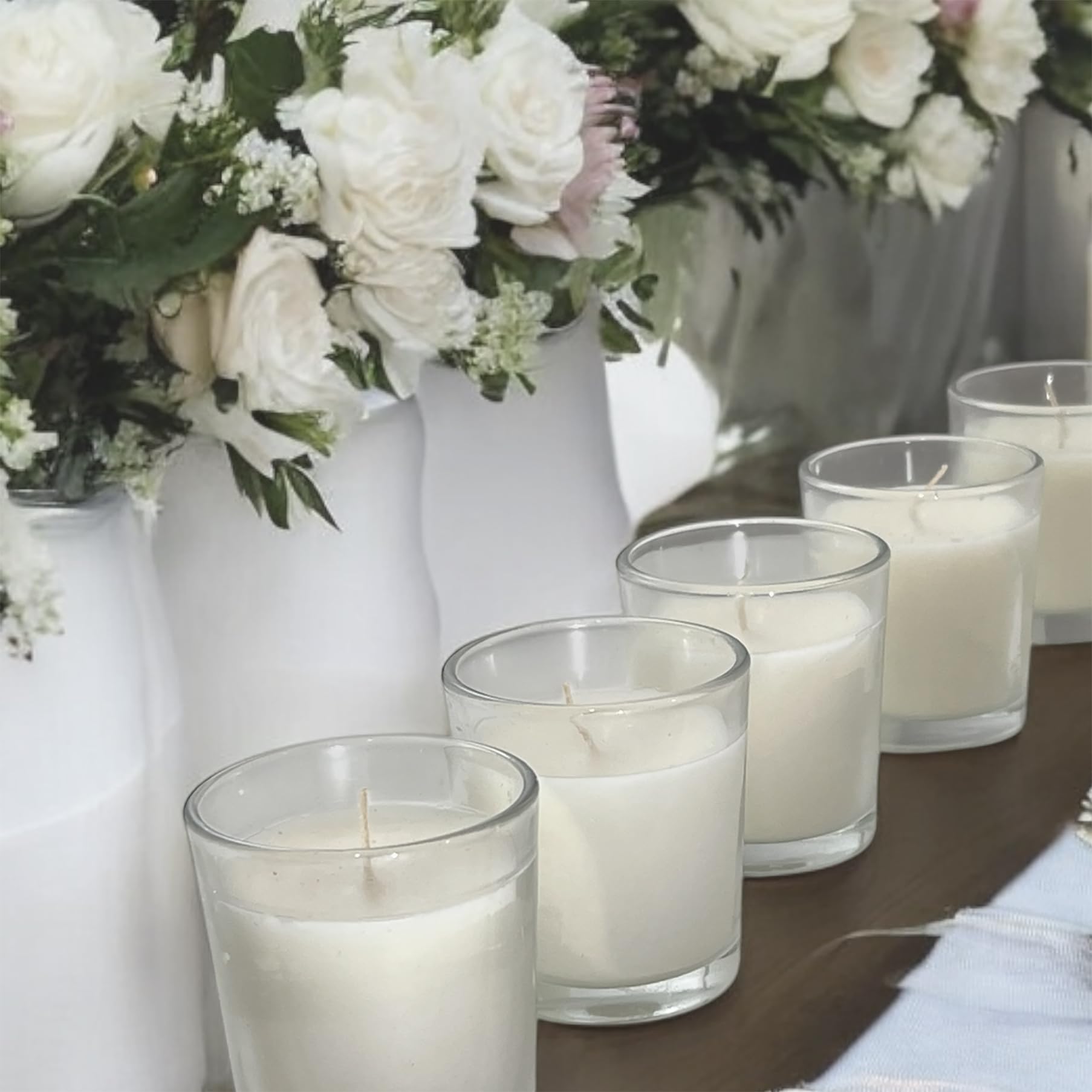 Stonebriar votives utilisées dans décor de mariage, apportent simplicité raffinée