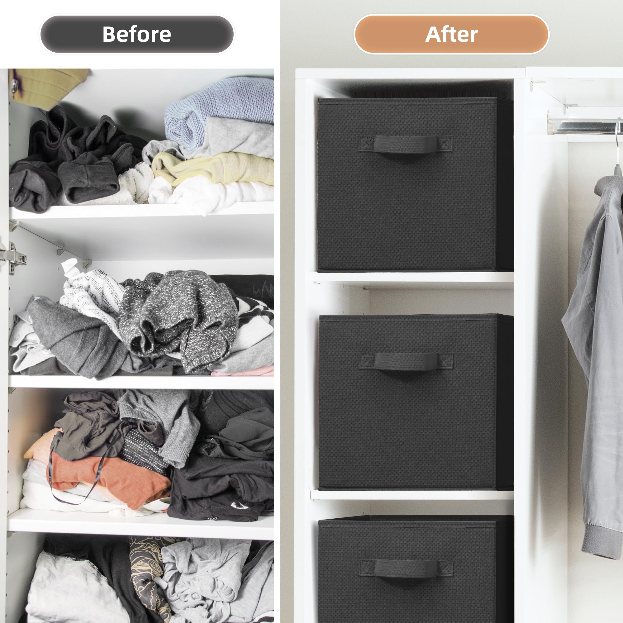 STORAGE MANIAC cubes insérés dans une étagère cubique, présentation soignée