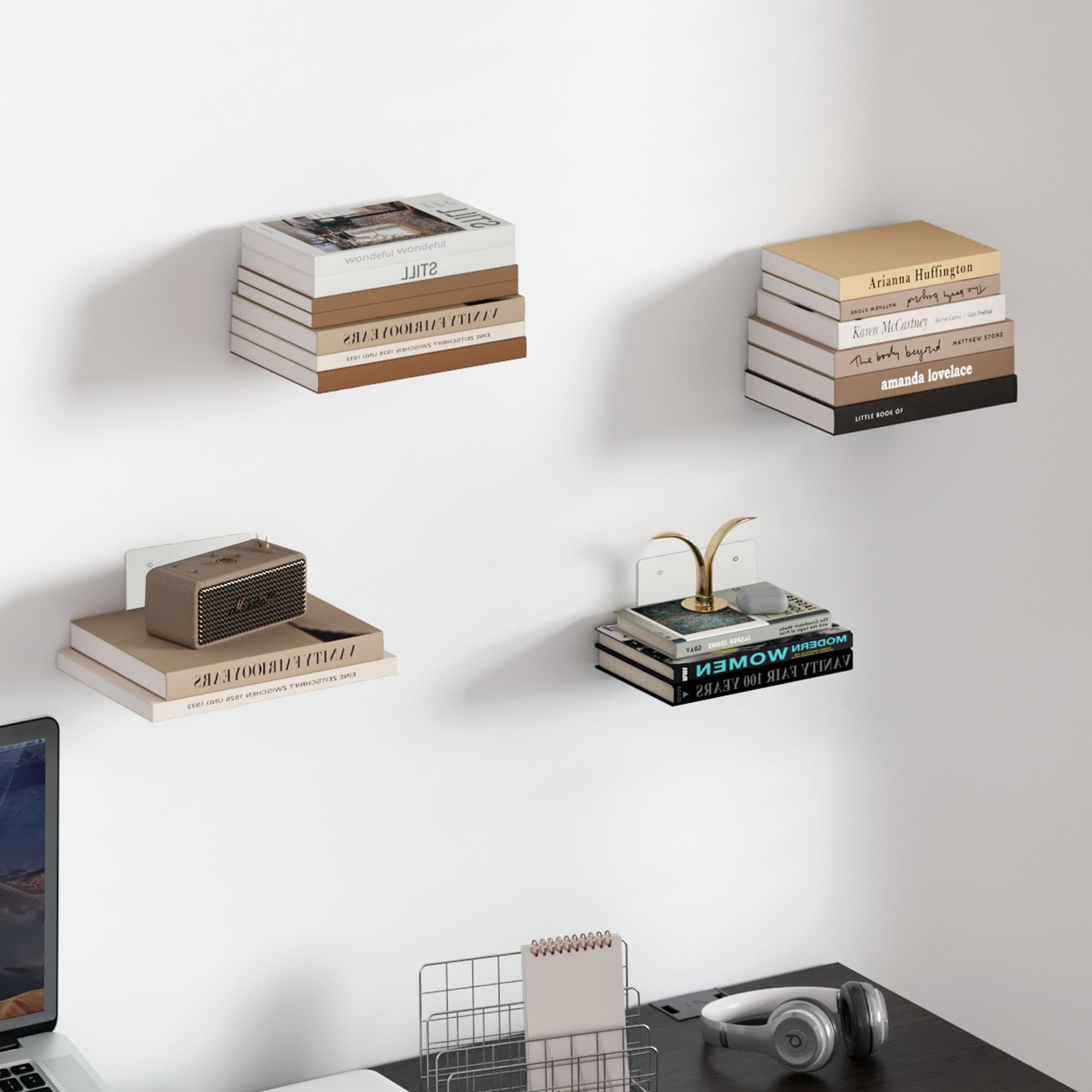 STORAGE MANIAC plusieurs étagères modulées créant mur de rangement organisé