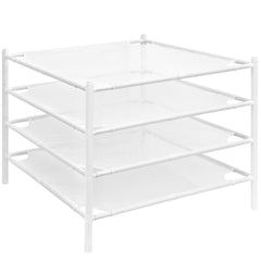 STORAGE MANIAC vue avant du plateau blanc montrant surface plane et stabilité