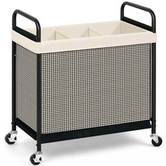 STORAGE MANIAC vue avant du panier beige montrant 3 sections et capacité