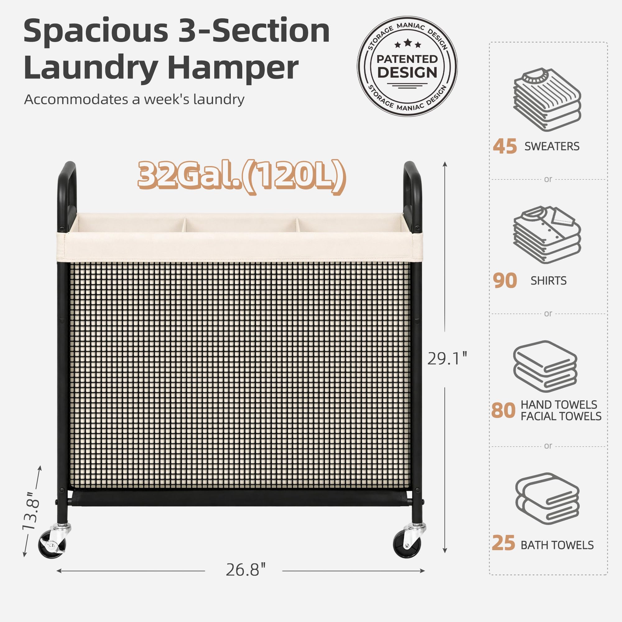 STORAGE MANIAC sac en toile amovible prêt à être lavé et transporté