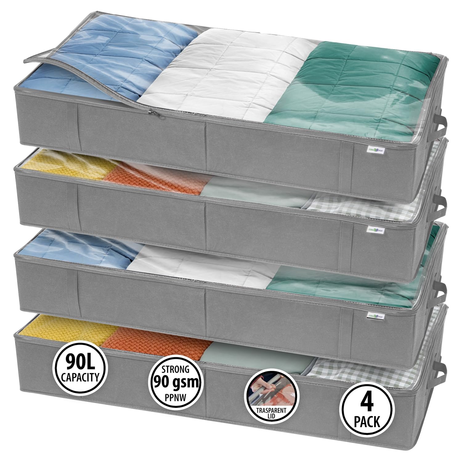 StorageExpert boîte frontale emballée montrant taille et finition — gain de place