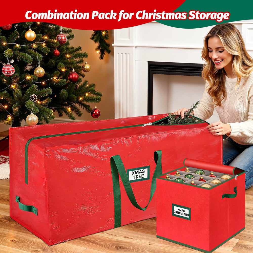 StorageRight coffret rouge en situation salon facilitant l'installation de Noël