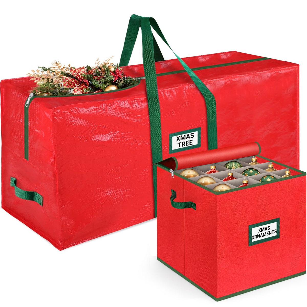 StorageRight sac pour sapin entier montrant la protection et gain de place