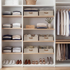 StorageWorks gros plan tissu naturel, résistance et style neutre
