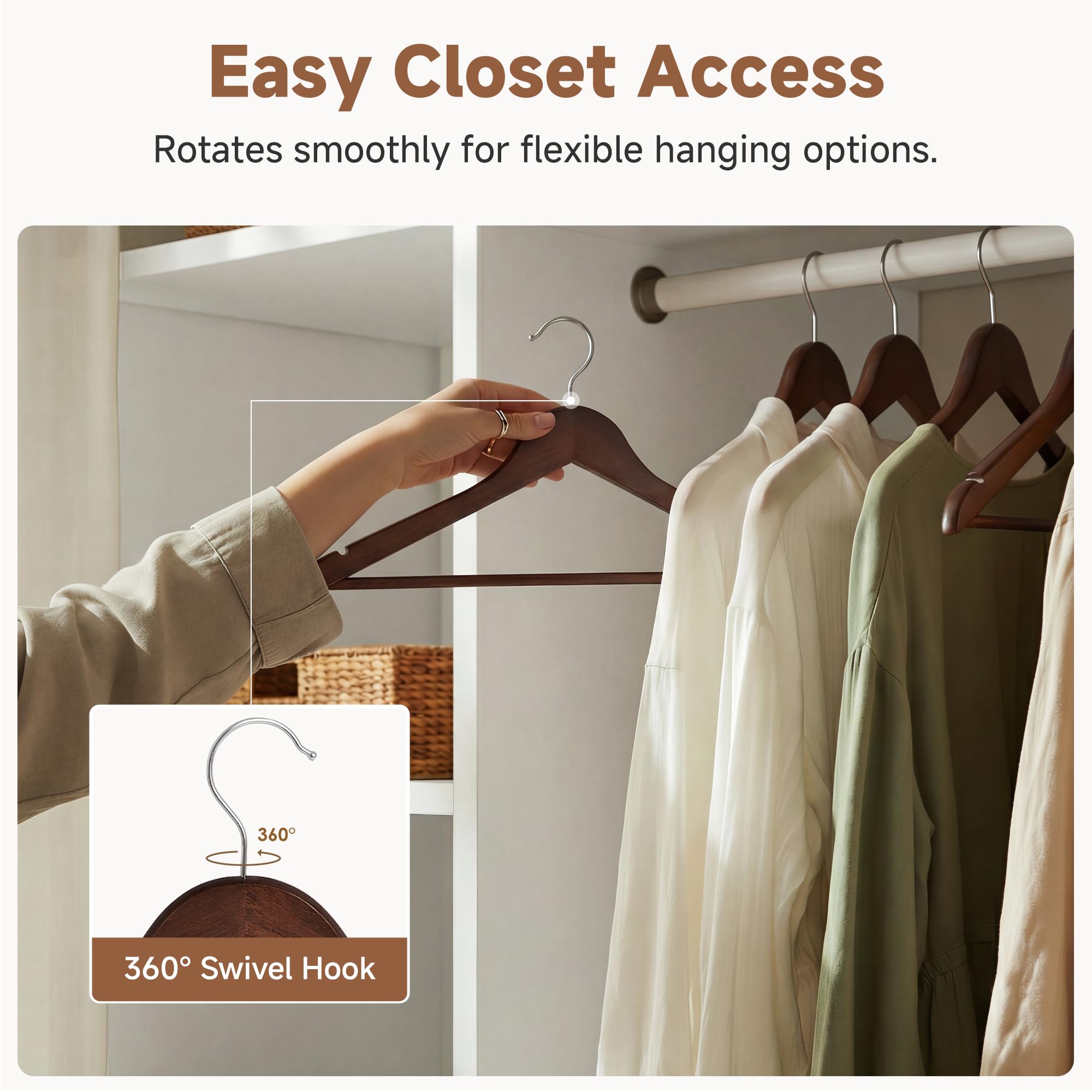 StorageWorks crochet pivotant 360°, accès facile dans le placard