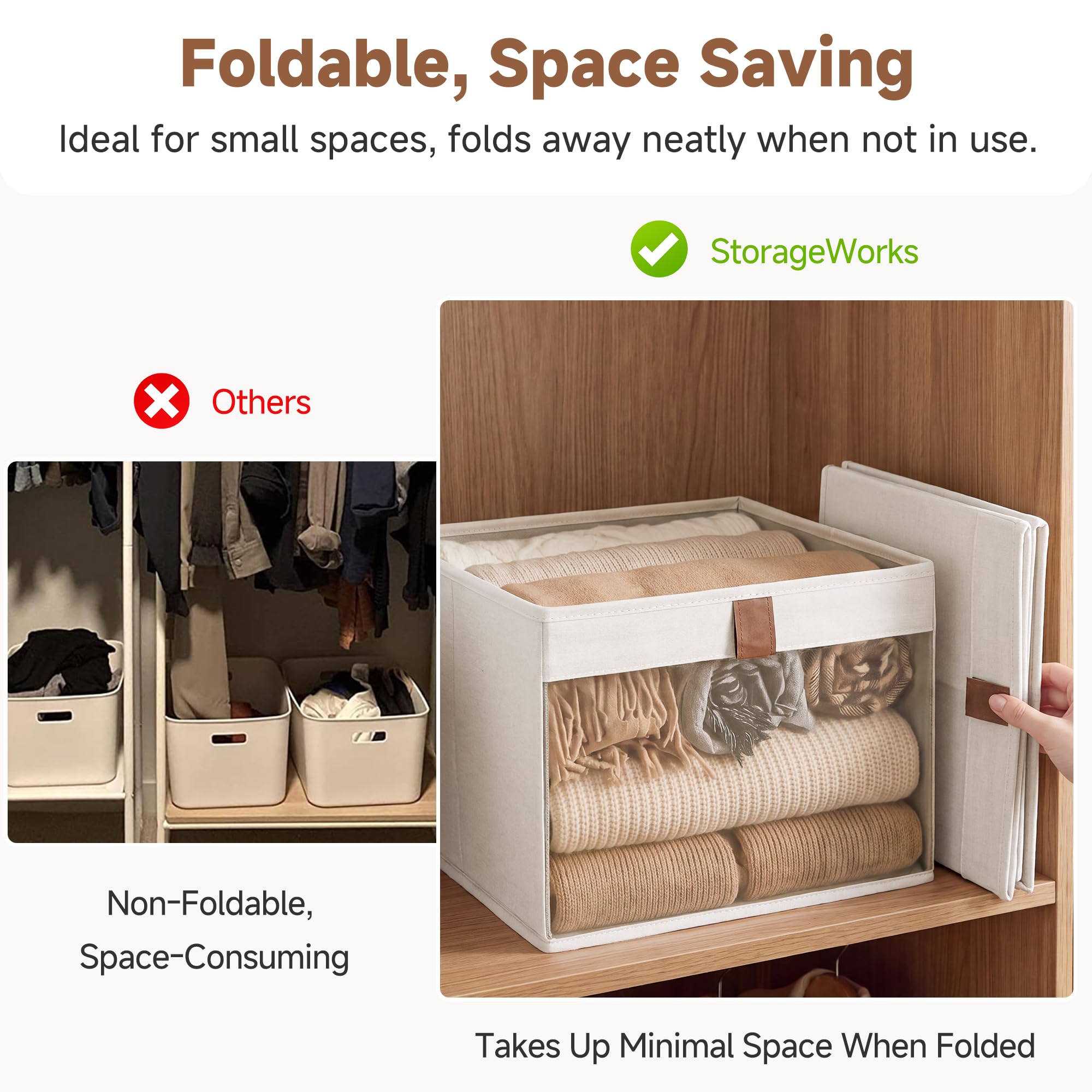 StorageWorks ensemble de trois bacs dans un cube organizer illustrant l'aspect coordonné