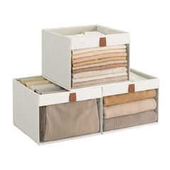 StorageWorks visuel avant du lot beige montrant l'étiquette et la fenêtre, facilite l'identification