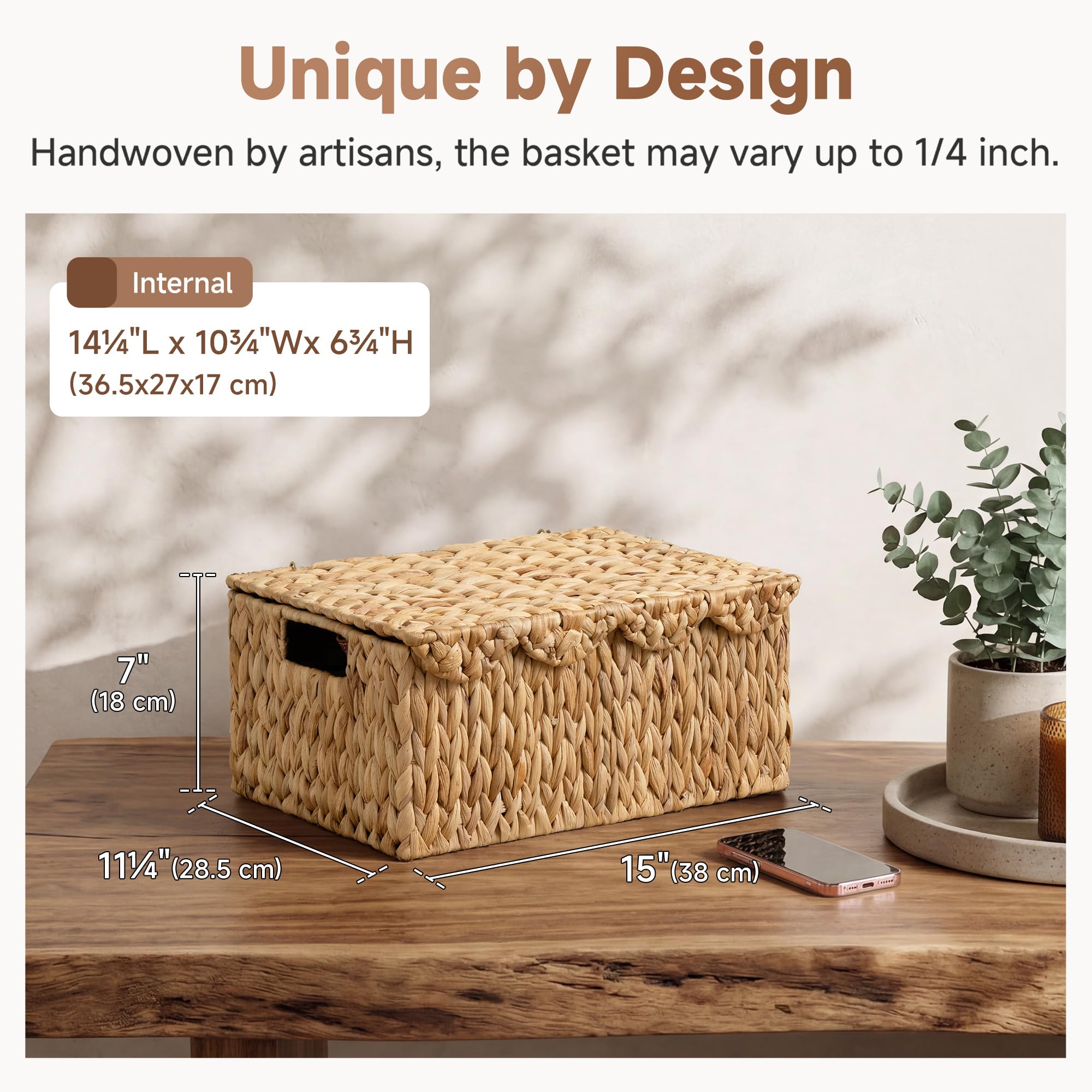 StorageWorks panier en osier couvercle profil dissimule effets décoratifs