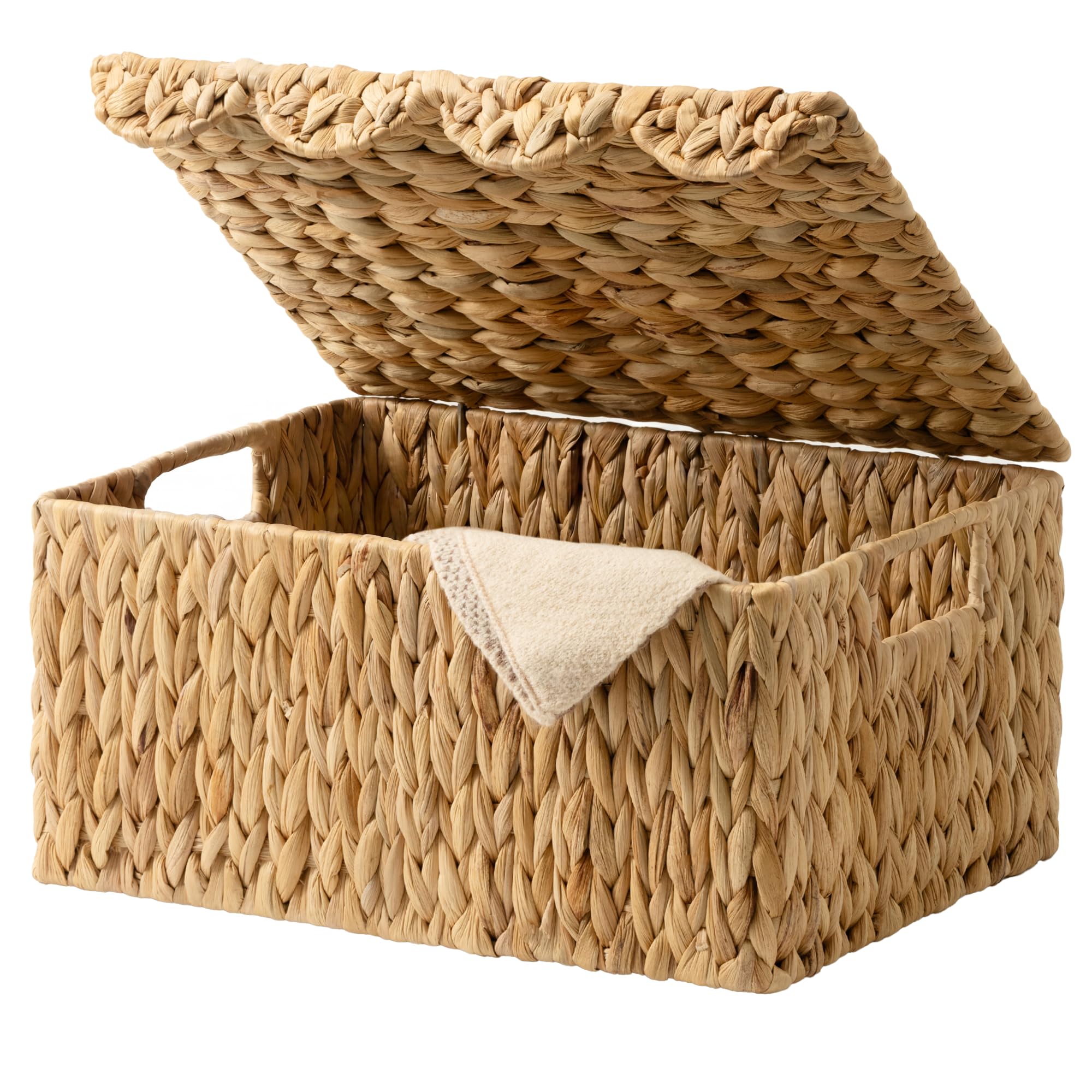 StorageWorks panier en osier face avant montrant rangement esthétique