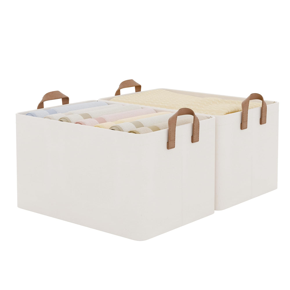 StorageWorks vue avant des paniers beige, rangement élégant