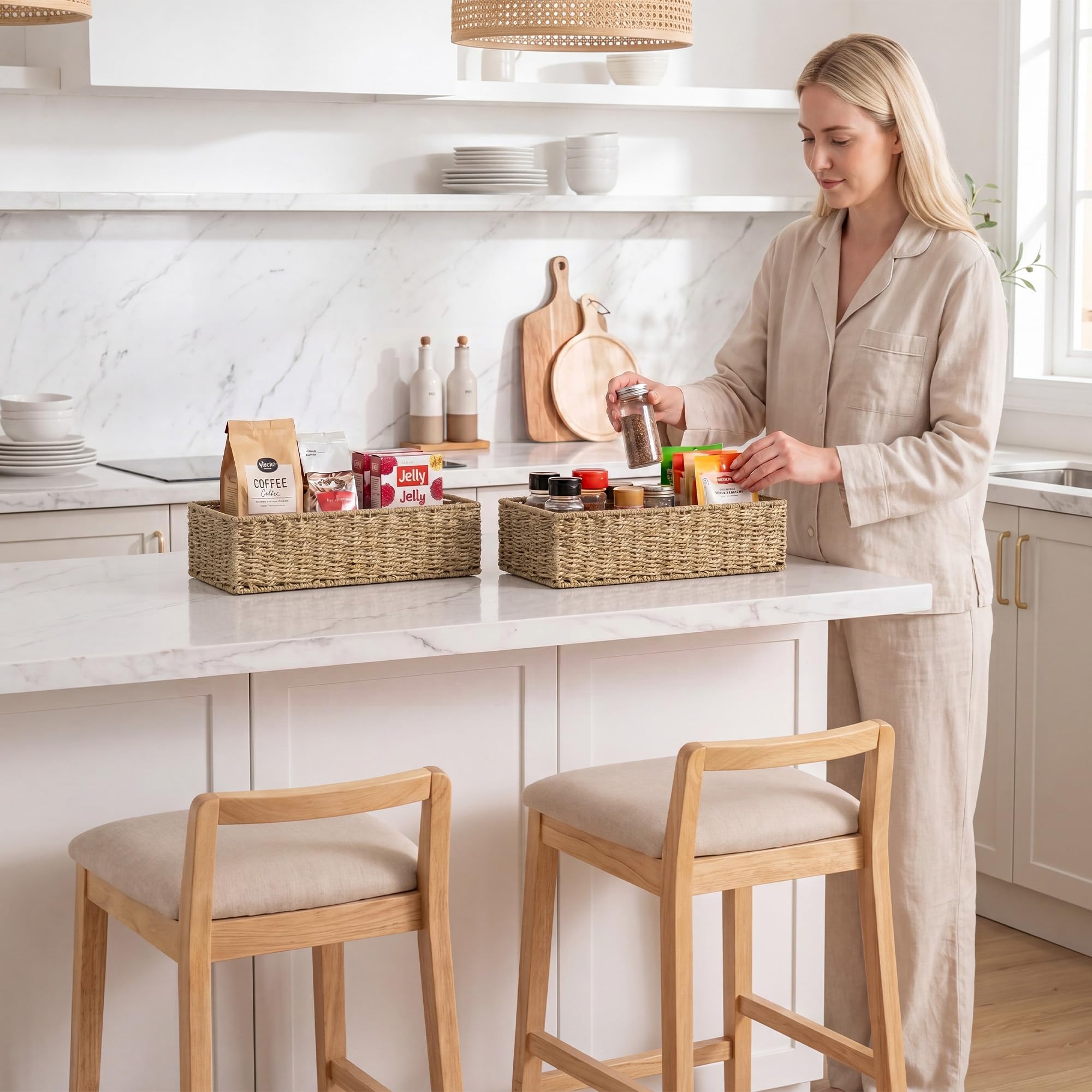StorageWorks lot de deux paniers pour rangement coordonné et ordonné