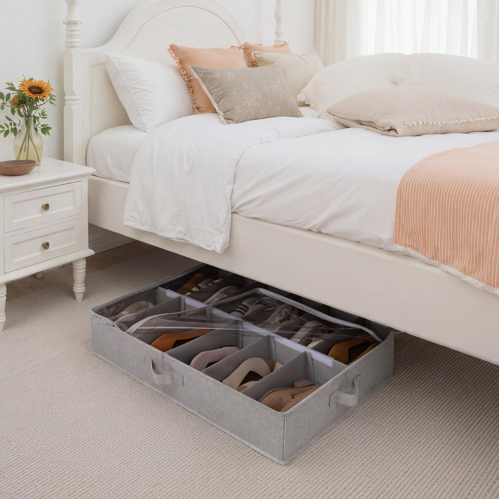 StorageWorks sous le lit montrant l'encombrement réduit et ajustement