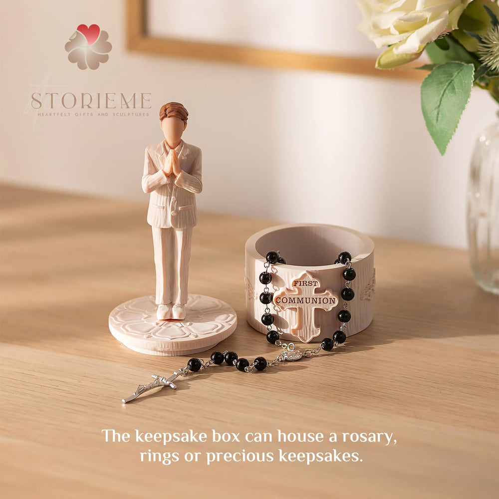 Storieme chapelet à perles noires avec croix, accessoire symbolique et maniable