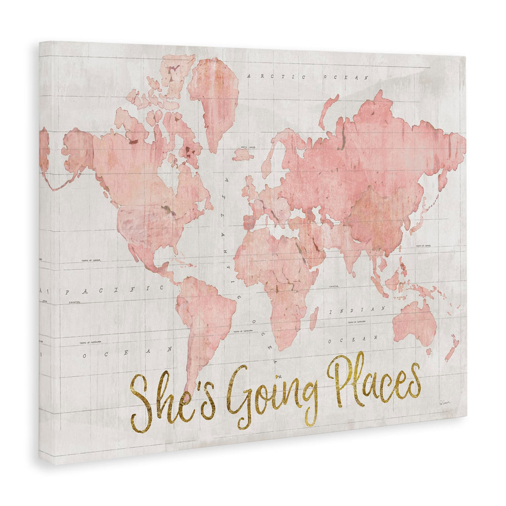 Stupell Going Places Girl's Map épaisseur de cadre 1,5 pouce assure solidité