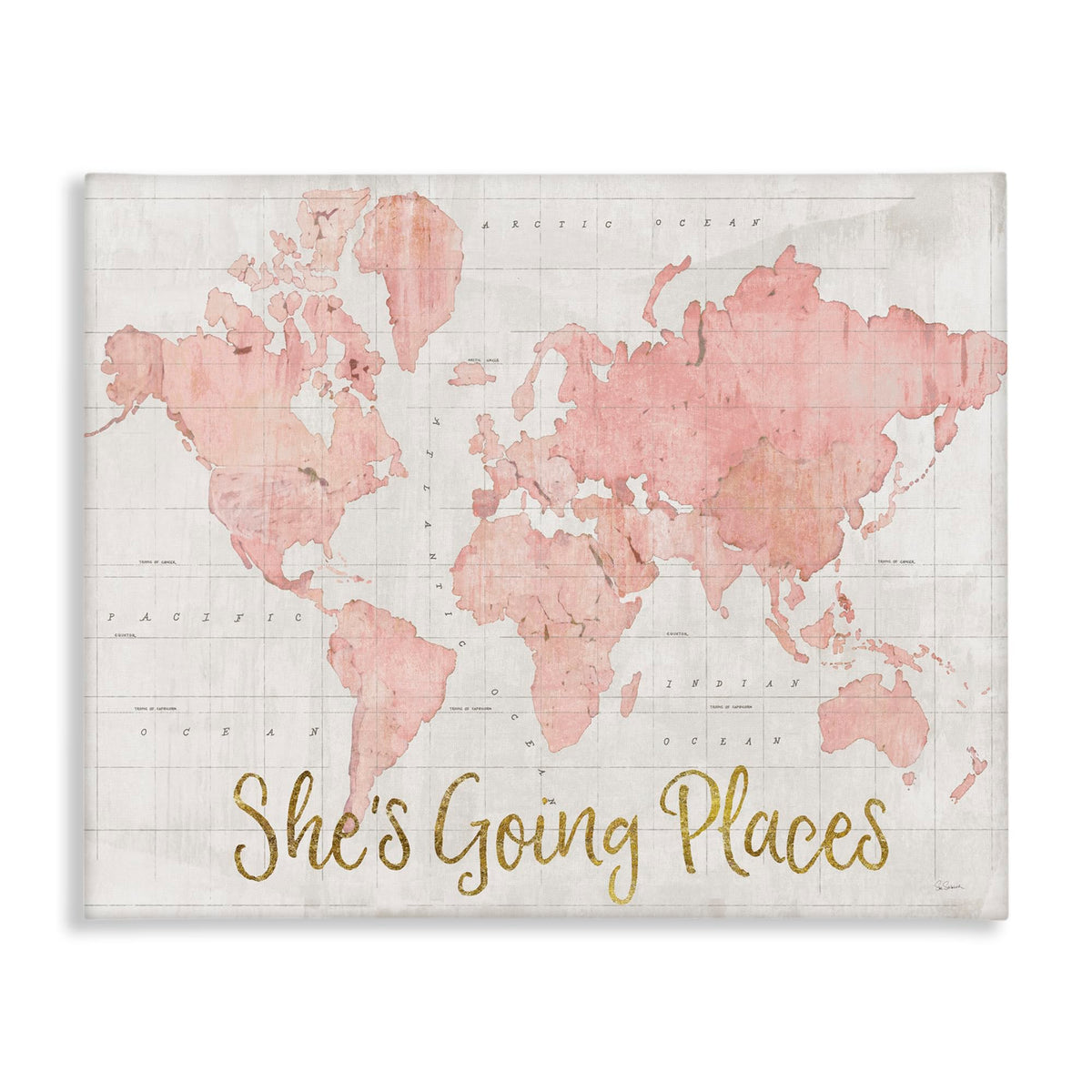 Stupell Going Places Girl's Map face avant montre design cartographique inspirant