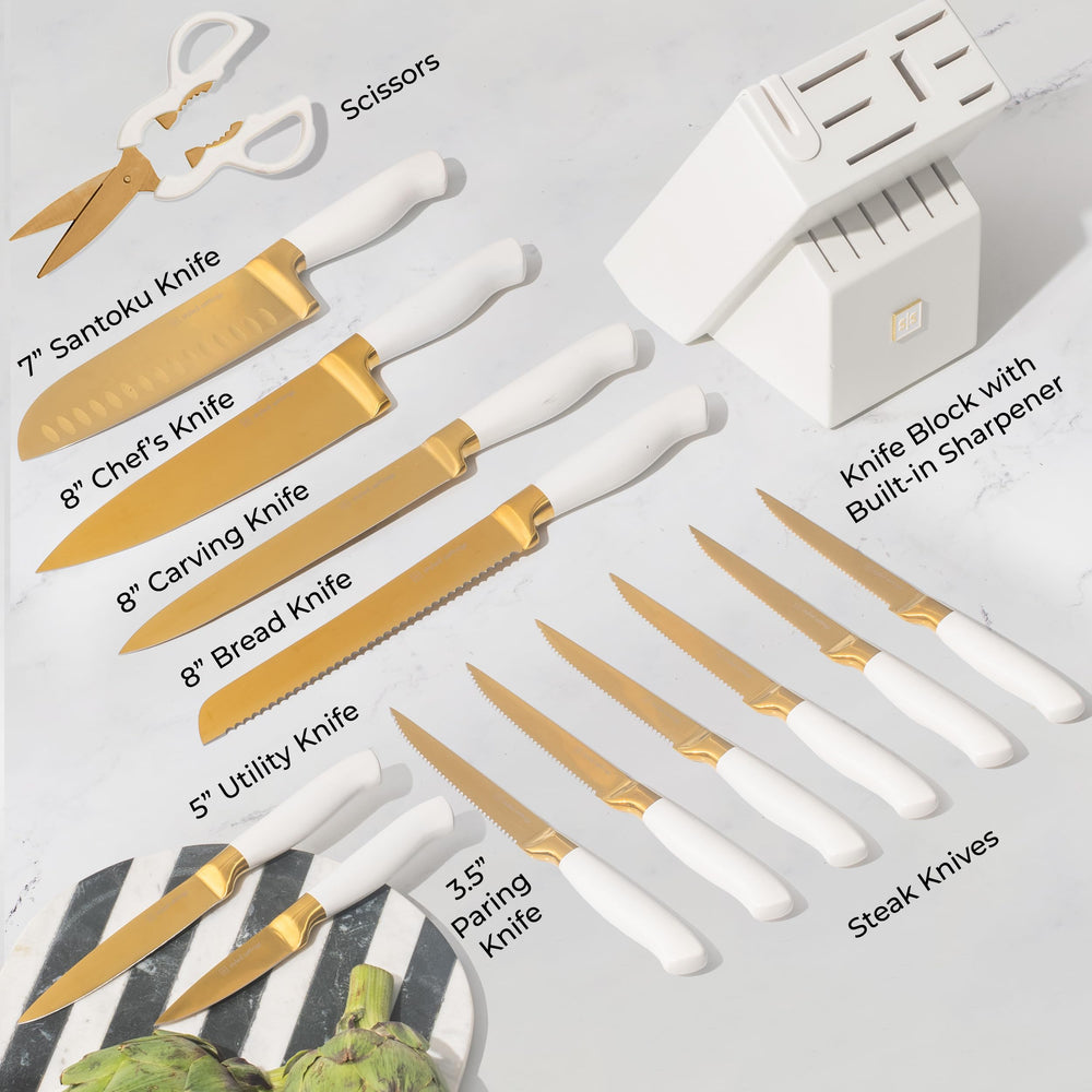 STYLED SETTINGS bloc blanc avec aiguiseur intégré pour affûtage rapide et sûr