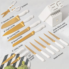 STYLED SETTINGS bloc blanc avec aiguiseur intégré pour affûtage rapide et sûr