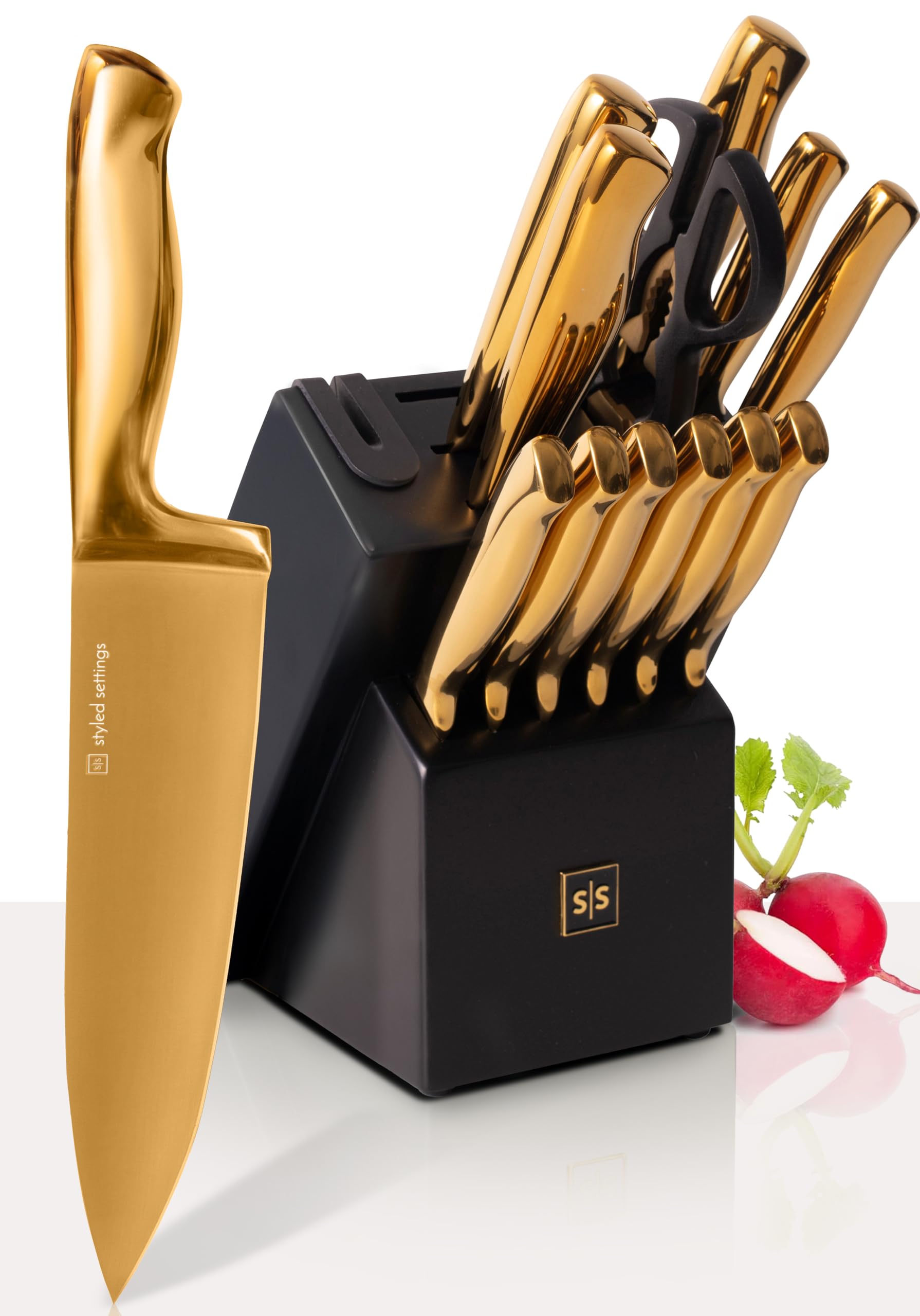 STYLED SETTINGS coffret 14 pièces montré sur plan de travail pour élégance