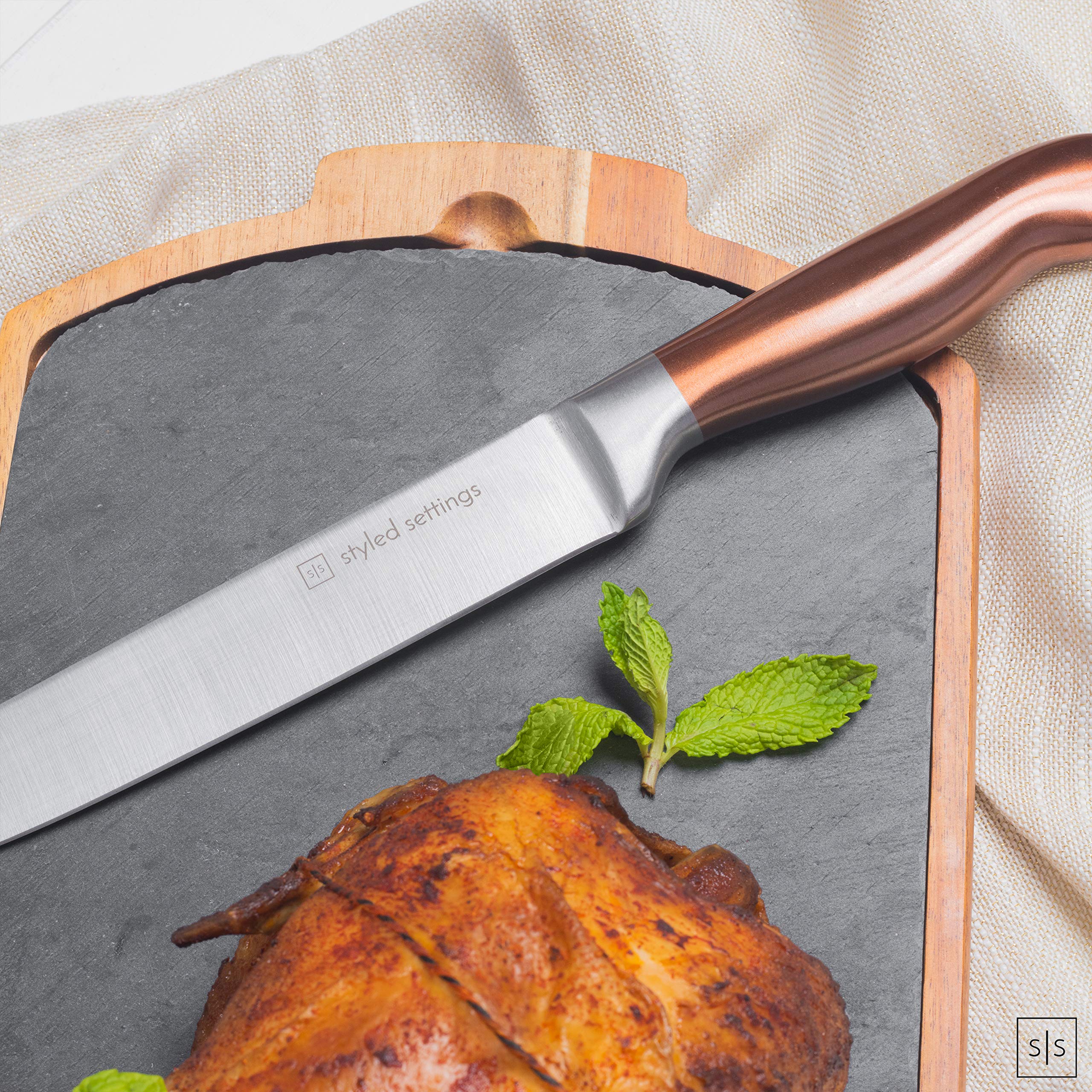STYLED SETTINGS couteau en action tranchant légumes, gain de temps en cuisine