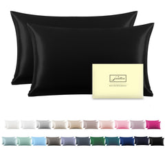 Suatien housse de coussin noir montrant le rendu élégant et protection des cheveux
