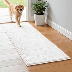 SUBRTEX tapis de bain face avant blanc montrant coupe et finition, confort immédiat
