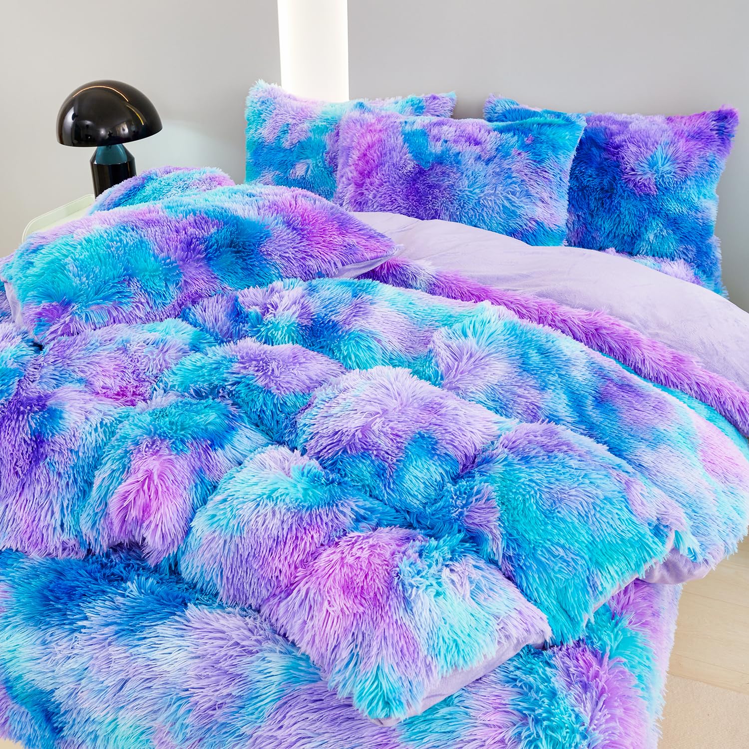 SUCSES housse de couette face entière montrant design bleu violet et chaleur