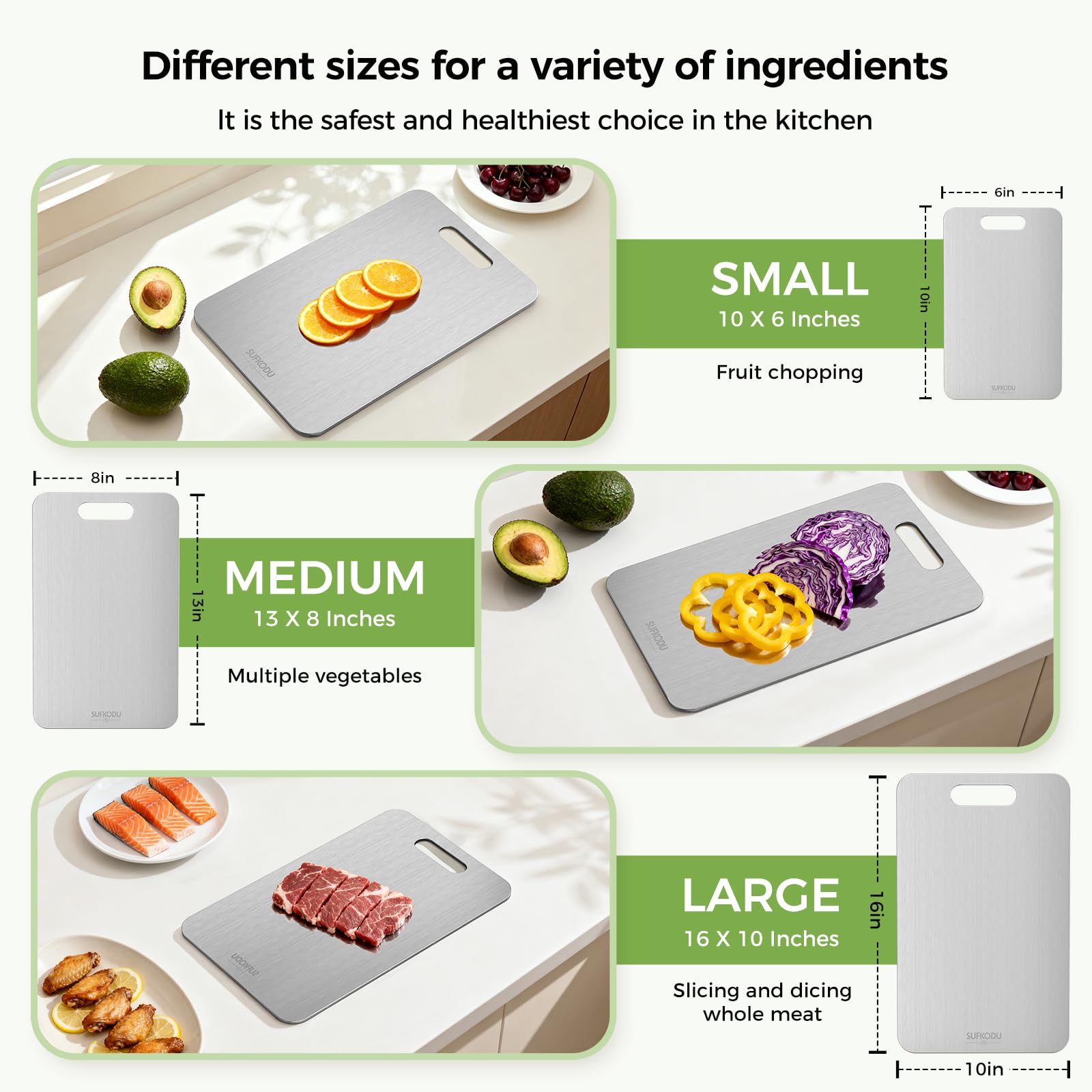 sufkodu trois tailles ensemble pour toutes préparations en cuisine