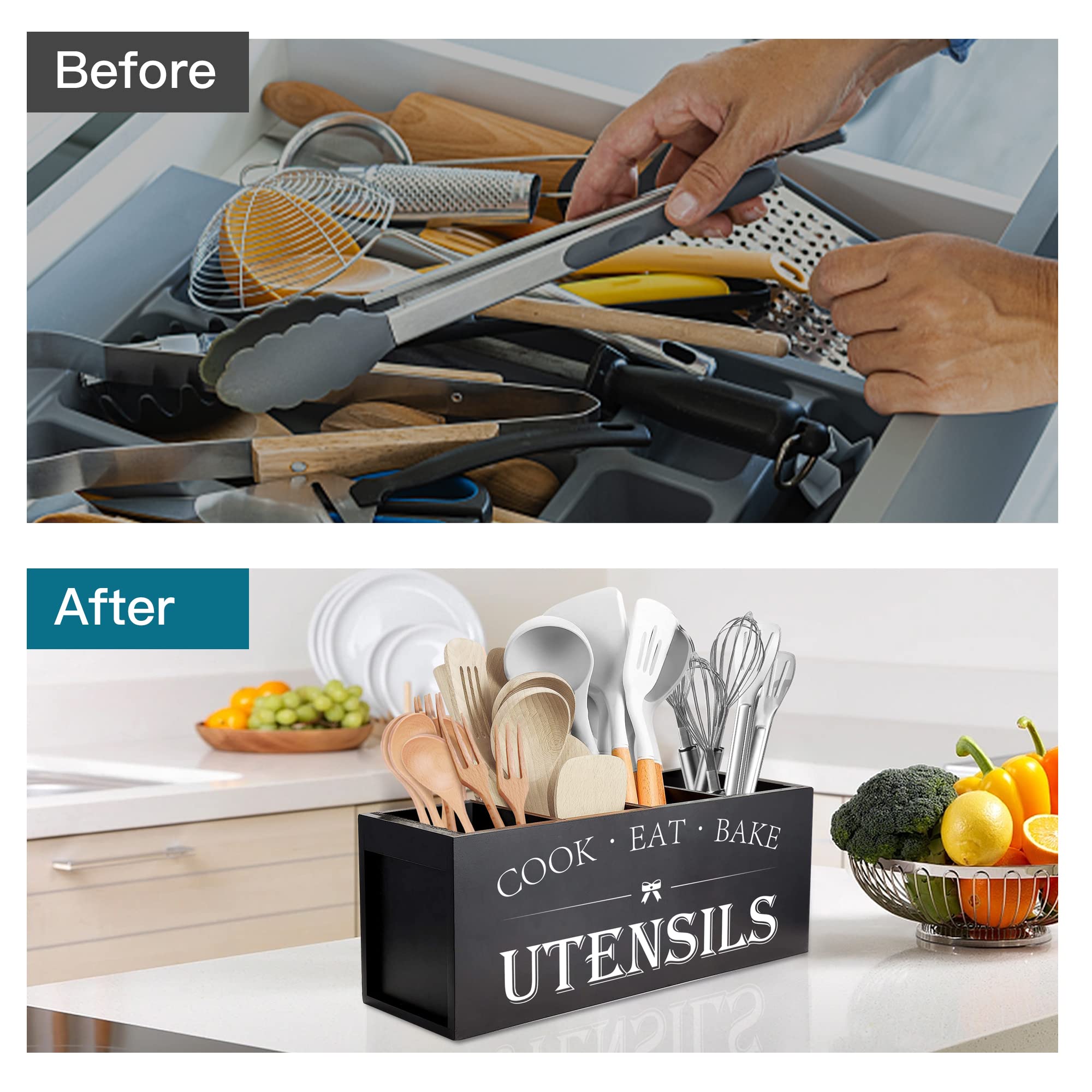 Suli porte-ustensiles en usage sur comptoir, accès rapide aux outils