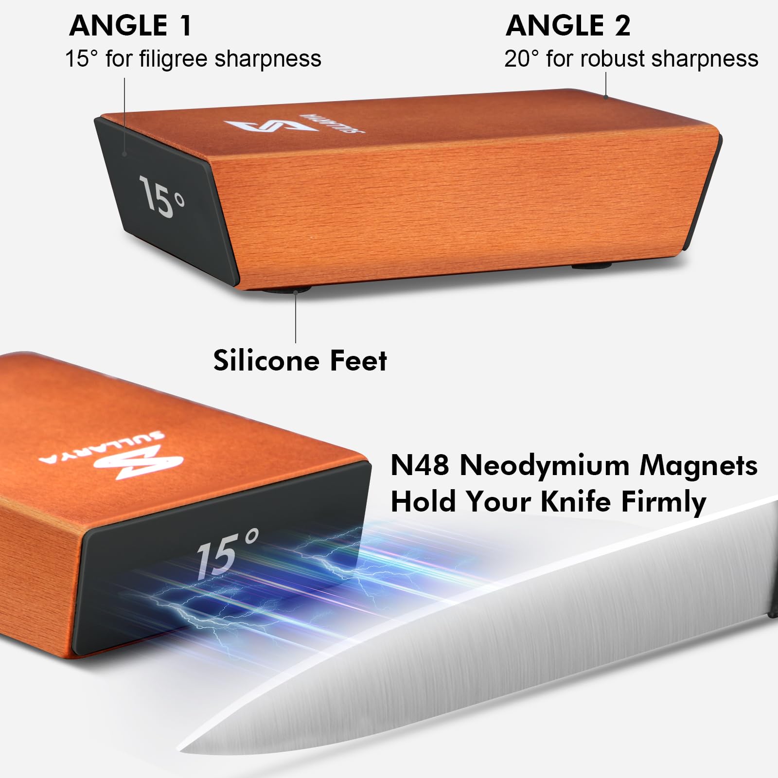 SULLARYA support magnétique réglable montrant positions 15° et 20° pour un angle constant