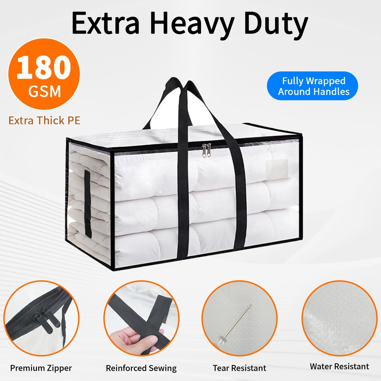 SummitFlare sac plié à plat montrant rangement compact sous un lit ou dans une armoire