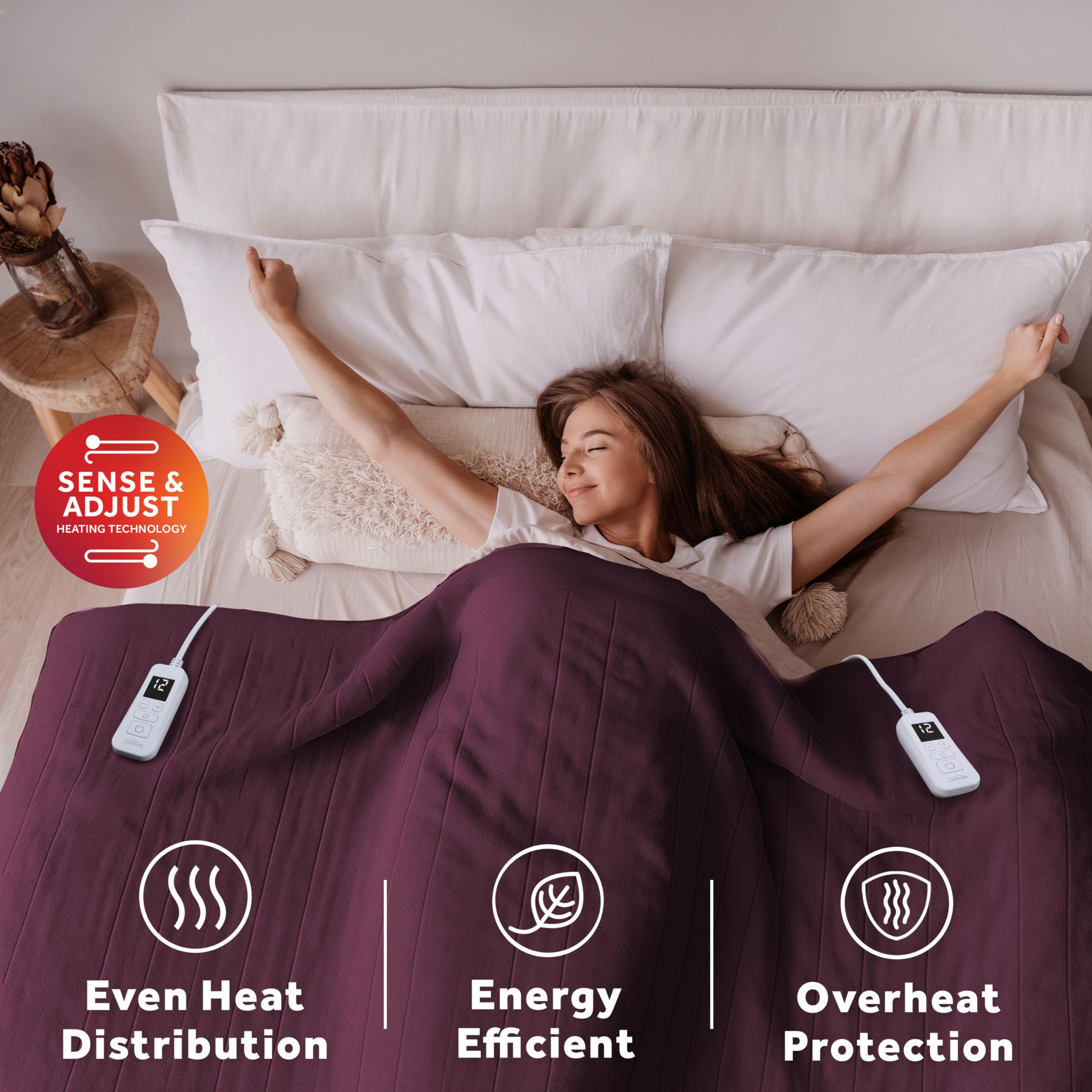 Sunbeam plaid plié et rangé, gain de place et facilité de stockage