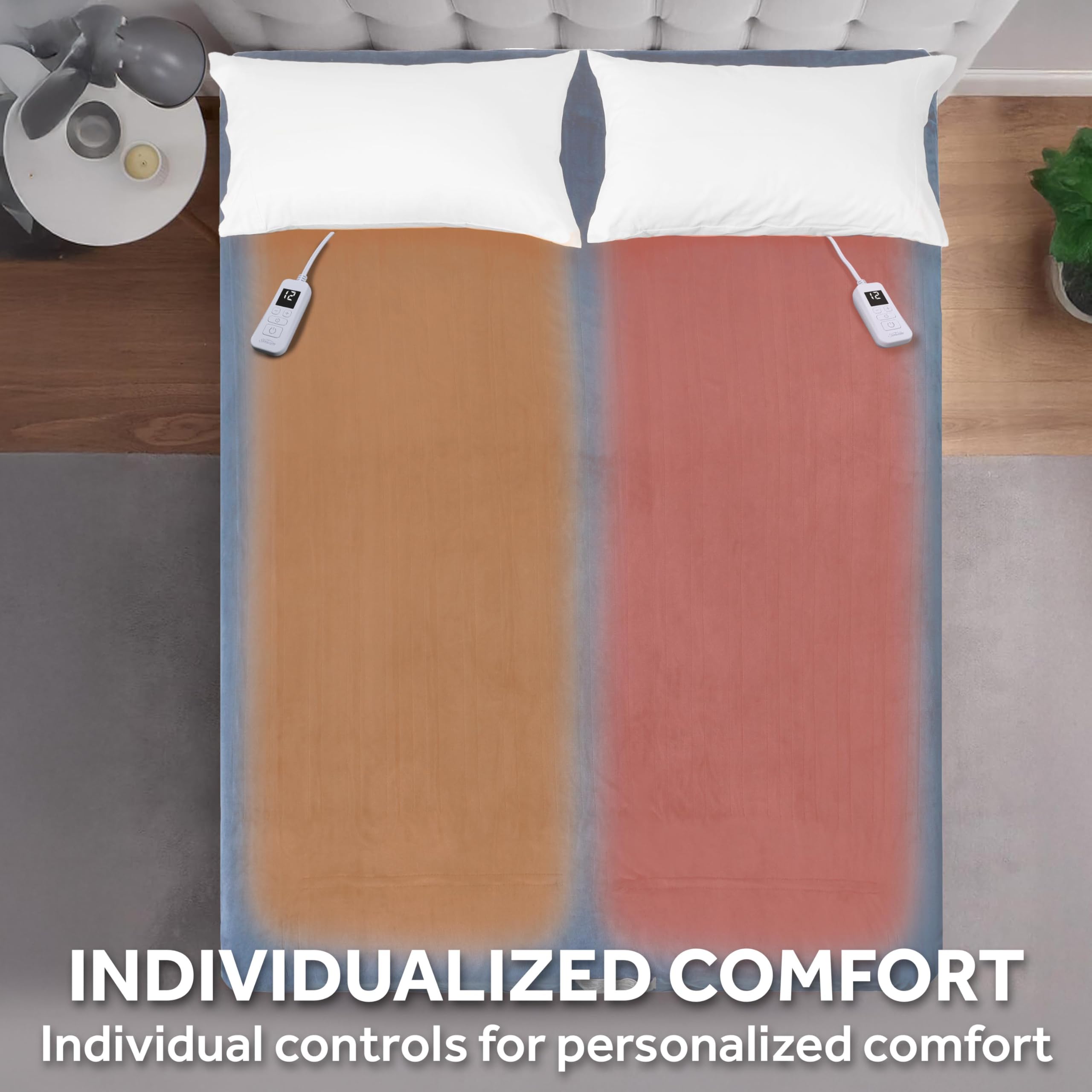 Sunbeam couverture étalée sur lit montrant style Ice Blue et look décoratif