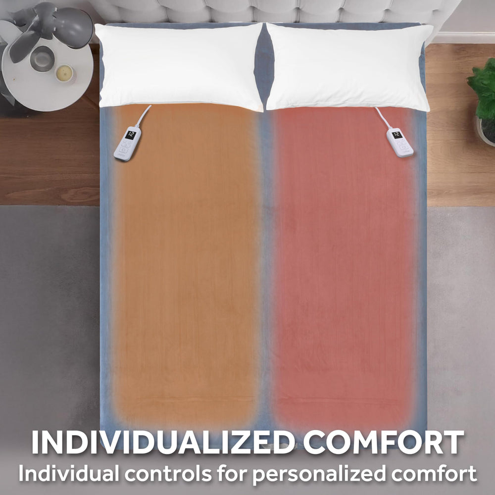 Sunbeam couverture étalée sur lit montrant style Ice Blue et look décoratif