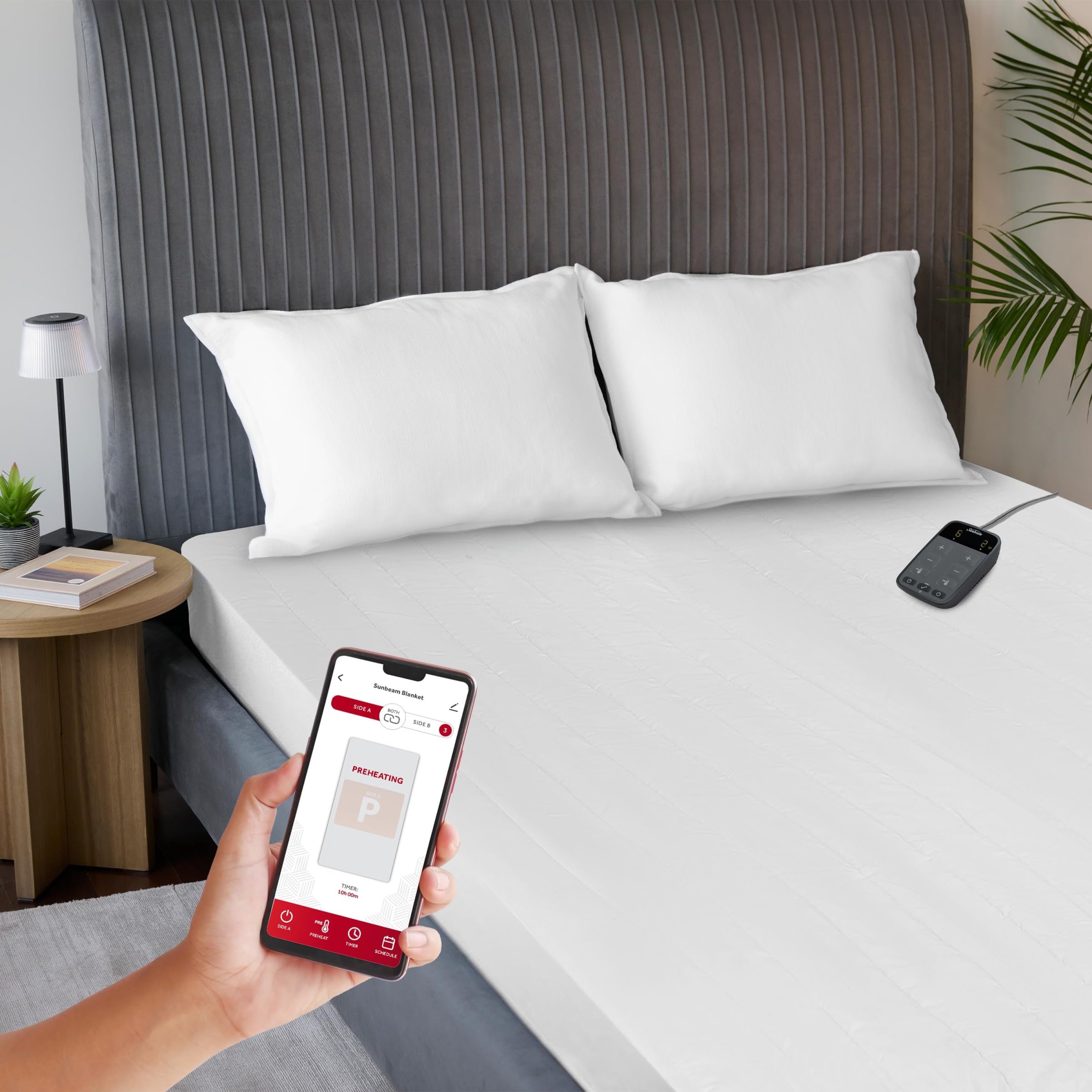 Sunbeam surmatelas King vue avant montrant l'assemblage et confort