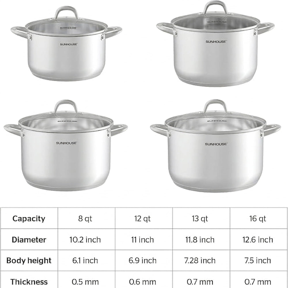 Sunhouse marmite au four avec couvercle, compatible cuisson four sécurisée